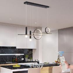 Modern Linear LED Chandelier Dimmable Pendant Lighting with Remote for Kitchen