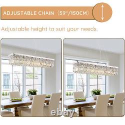 Modern Rectangle Chandelier Linear Crystal Pendant Hanging Ceiling Light Fixture