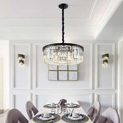 Modern Round K9 Crystal Chandelier LED Black Ceiling Lighting Lamps For Home