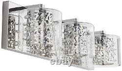 Modern Wall Light LED Chrome 20 1/2 3-Light Fixture Crystal for Bathroom Vanity