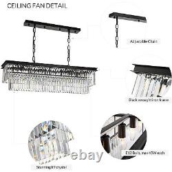 Rectangle Crystal Chandelier 2-Tiers Light Pendant Hanging Lighting Fixtrue 40