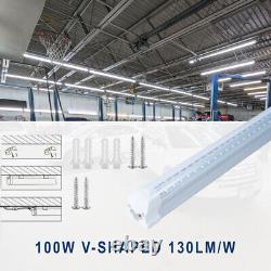 20 Pack 8 ft LED Shop Lights 100W intégré 6000K pour entrepôt ampoules en forme de V