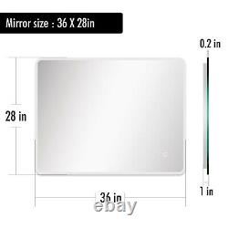 28x36in Led Lighted Salle De Bain Miroir Vanity Touch Capteur Bluetooth Anti-fog Ip44