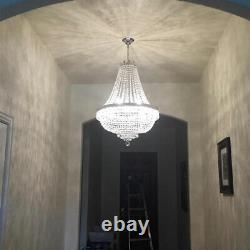 9 Lustre en cristal français à neuf lumières, grand éclairage de plafond LED pour le hall d'entrée