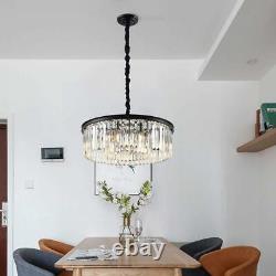 Chandelier en cristal K9 moderne rond à LED, lampes de plafond noires pour la maison.