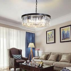 Chandelier en cristal K9 moderne rond à LED, lampes de plafond noires pour la maison.