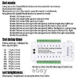 Contrôleur de système de capteur de mouvement à 16 étapes pour éclairage d'escalier à bandes LED - Ensemble complet