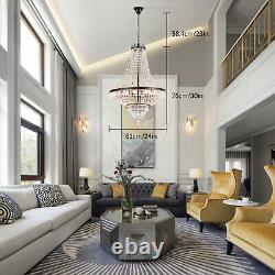 French Empire Crystal Led Chandelier Grand Foyer Plafond Luminaire