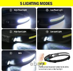 Lampe frontale à LED COB rechargeable par USB, torche de lampe de travail, barre de lumière frontale avec bandeau