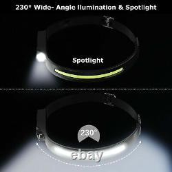Lampe frontale à LED COB rechargeable par USB, torche de lampe de travail, barre de lumière frontale avec bandeau