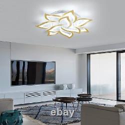 Lumière De Plafond Led Moderne, Dimmable Acrylic Flower Shape Lustre D'or Éclairage