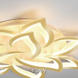Lumière De Plafond Led Moderne, Dimmable Acrylic Flower Shape Lustre D'or Éclairage