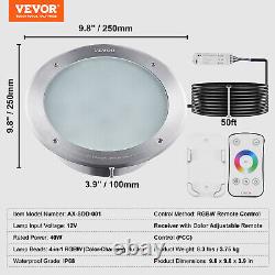 Lumière de piscine VEVOR 12V 40W RGBW de 10 pouces avec changement de couleur LED IP68 UL