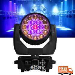 Lumière de scène LED à tête mobile 19x15W RVBB Zoom Beam Wash pour DJ, fête, bar