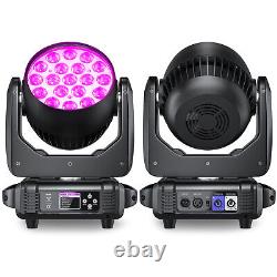 Lumière de scène à tête mobile LED Zoom 19x15W RGBW DMX Beam Wash pour DJ Disco Bar