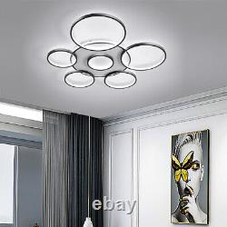 Luminaire de plafond LED réglable à 7 têtes avec anneau pour salle à manger et éclairage de salon à distance.