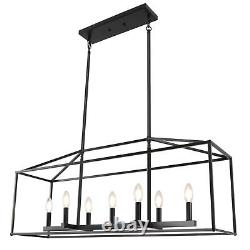 Luminaire suspendu noir de style industriel avec 7 lumières pour îlot de cuisine moderne