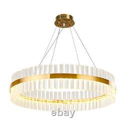 Lustre de plafond LED en cristal de luxe avec anneau, suspensions lumineuses