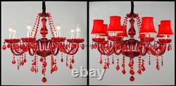 Lustre en cristal de couleur rouge pour l'éclairage de chambre de style européen avec bougies suspendues.