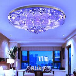 Lustre en cristal de luxe avec télécommande, lampe suspendue avec éclairage LED au plafond