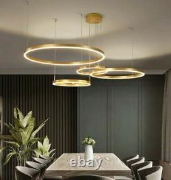 Lustre suspendu italien de luxe moderne en or brun avec éclairage à LED en forme d'anneau - Éclairage pendentif 2022