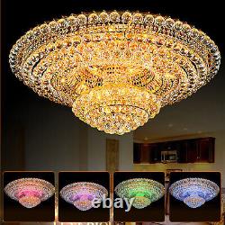 Luxury Crystal K9 Chandelier Led 7 Couleurs Plafond Pendentif Fixations Éclairage Or