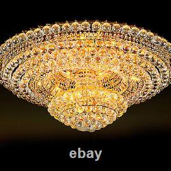 Luxury Crystal K9 Chandelier Led 7 Couleurs Plafond Pendentif Fixations Éclairage Or