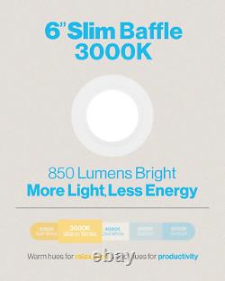 Sunco 12 Pack 6 Pouces Lumières de Plafond Encastrées à LED Ultra-minces, Mince, 3000K Blanc Chaud